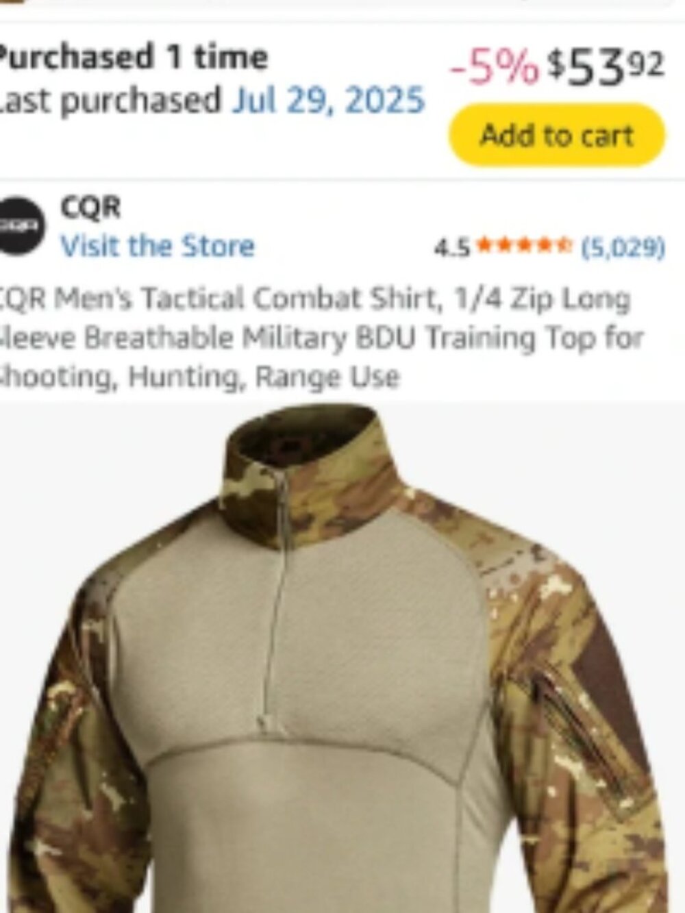Mens combat shirt longsleeve